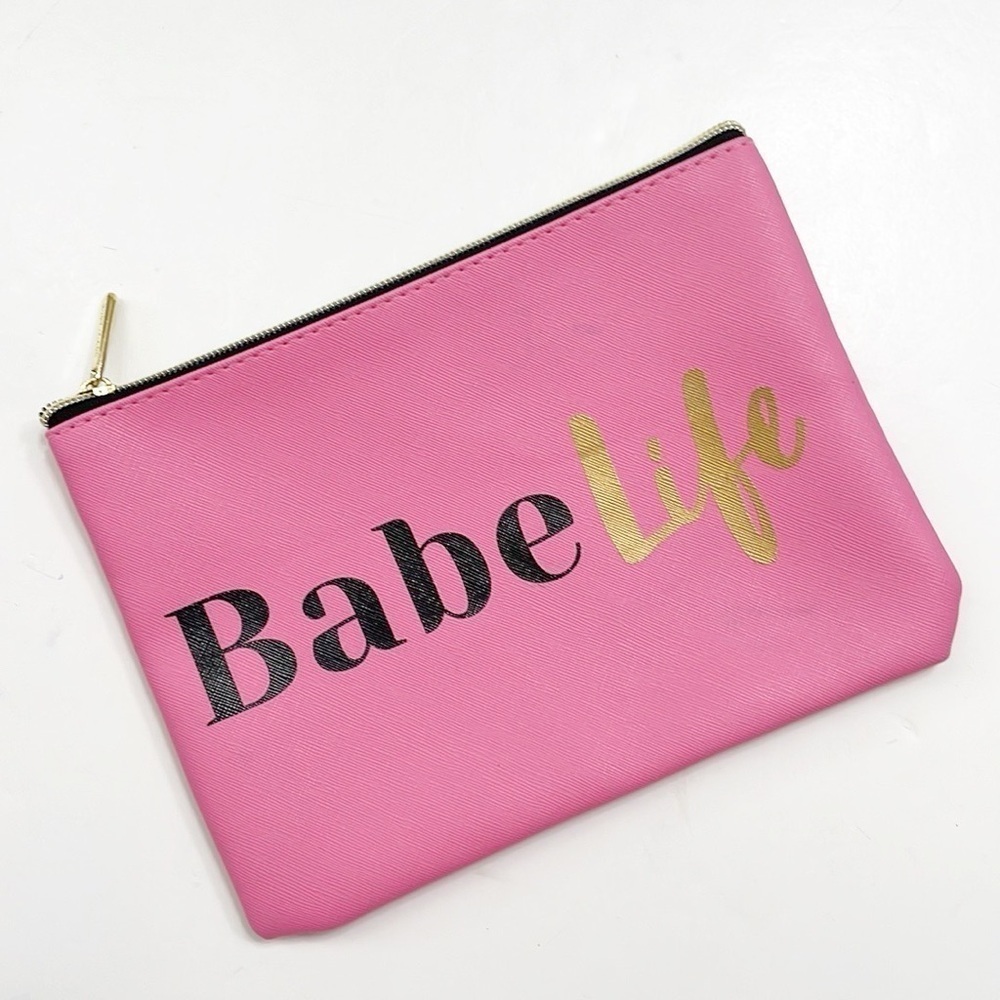 Ruby + Cash Babe Life pink zip up pouch